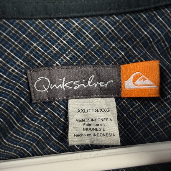 Quiksilver Short Sleeve 2XL Black Button Up Mens Solid Skate Pocket Shirt Spread - Picture 7 of 16